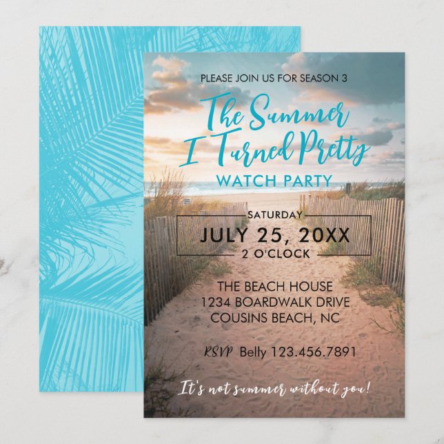 Pretty Summer Watch Party Invitation (Front/Back)