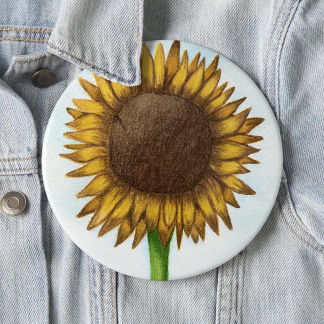 Pretty Sunflower 6 Inch Round Button (In Situ)