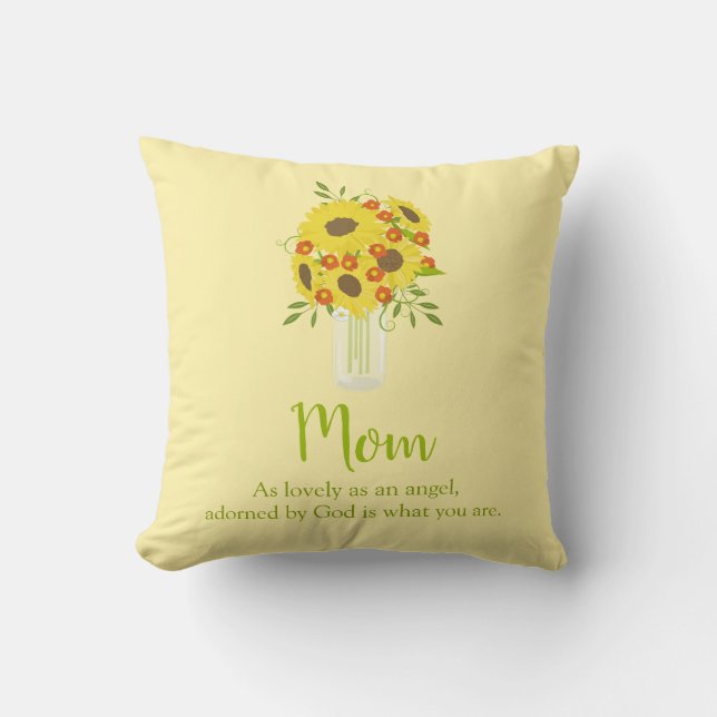 Pretty Sunflower Bouquet for Mom Throw Pillow (Front)