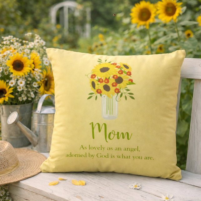 Pretty Sunflower Bouquet for Mom Throw Pillow (Creator Uploaded)