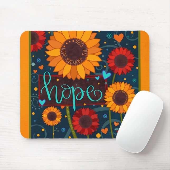 Pretty Sunflower Inspiring Hope Inspirivity Mouse Pad (With Mouse)