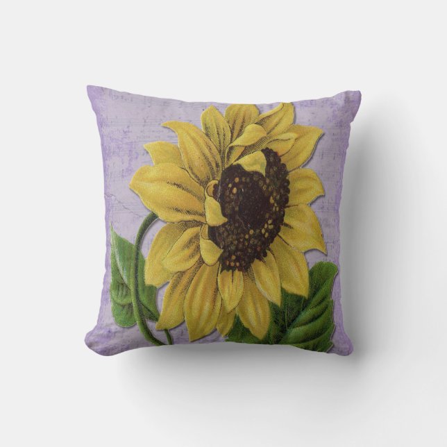 Pretty Sunflower On Sheet Music Throw Pillow (Front)