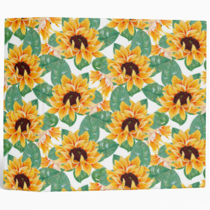 Pretty Sunflower Yellow & Green Pattern Binder