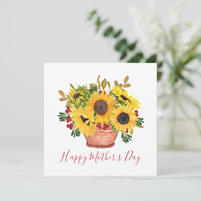 Pretty Sunflowers Bouquet Mother's Day Card (Standing Front)