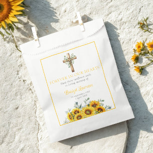 Pretty Sunflowers & Cross Funeral Seed Packet Favour Bag