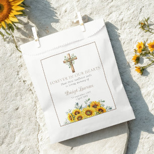Pretty Sunflowers & Cross Funeral Seed Packet Favour Bag