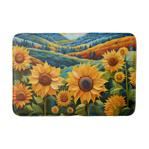Pretty Sunflowers Flower Floral Pattern Nature Bath Mat