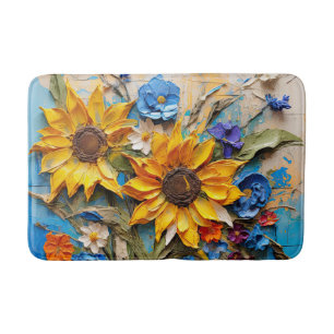 Pretty Sunflowers Flower Floral Pattern Nature Bath Mat