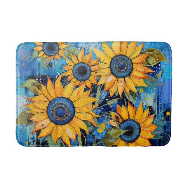 Pretty Sunflowers Flower Floral Pattern Nature Bath Mat (Front)