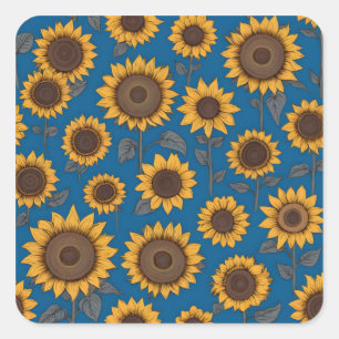 Pretty sunflowers pattern square sticker
