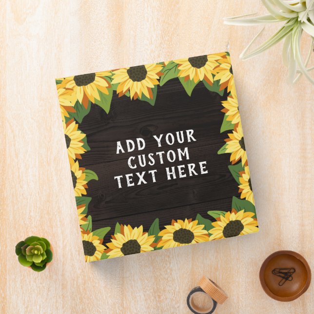 Pretty Sunflowers & Wood Rustic Font Binder (In Situ)