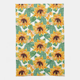 Pretty Sunflowers Yellow & Green Pattern Kitchen Towel