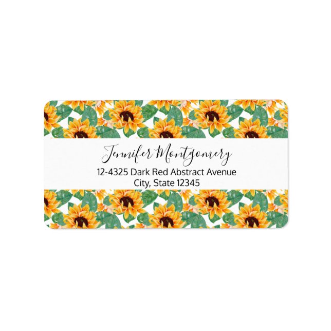 Pretty Sunflowers Yellow & Green Pattern Label (Front)