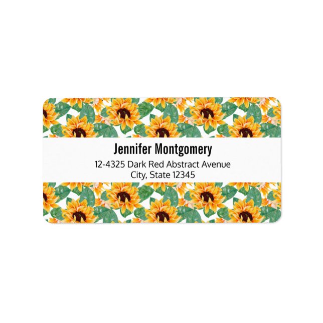 Pretty Sunflowers Yellow & Green Pattern Label (Front)