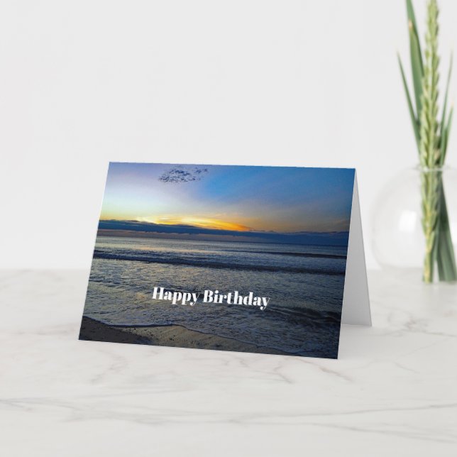 Pretty Sunrise Beach Ocean Photo Birthday Card (Front)