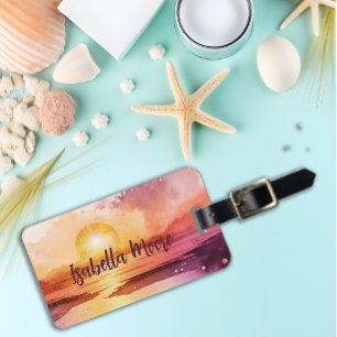 Pretty Sunset Beach Theme Personalized Luggage Tag