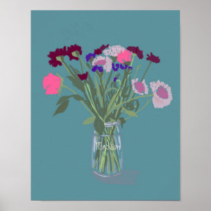 Pretty Sweet Boho Wildflowers +Custom Name Poster
