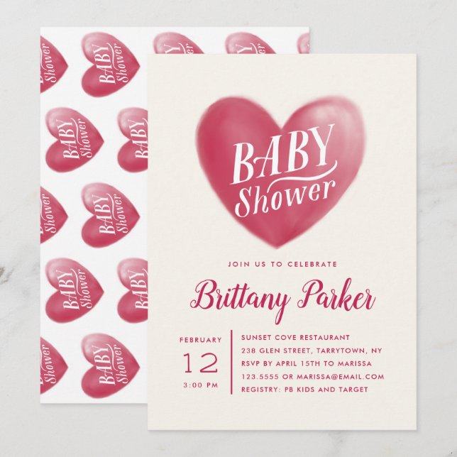 Pretty Sweet Heart | Baby Shower | Ivory Invitation (Front/Back)