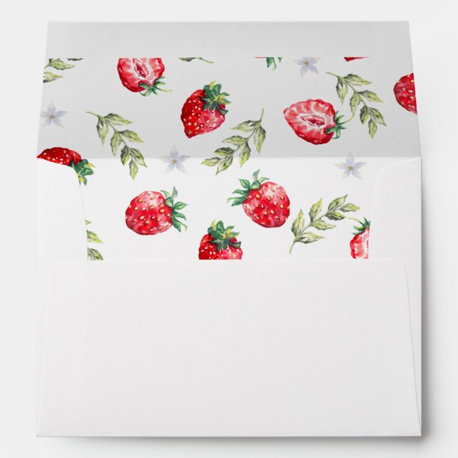 Pretty Sweet Strawberry Return Address Envelope (Back (Bottom))