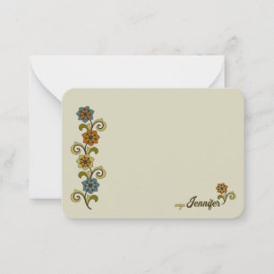 Pretty swirly flowers leaves medieval style CC1279 Card