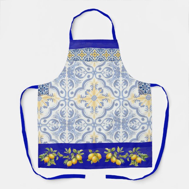 Pretty Talavera Tile All-Over Print Apron Lemons 2 (Front)