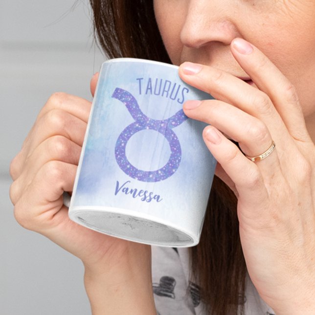 Pretty Taurus Astrology Sign Personalized Purple Coffee Mug (Creator Uploaded)
