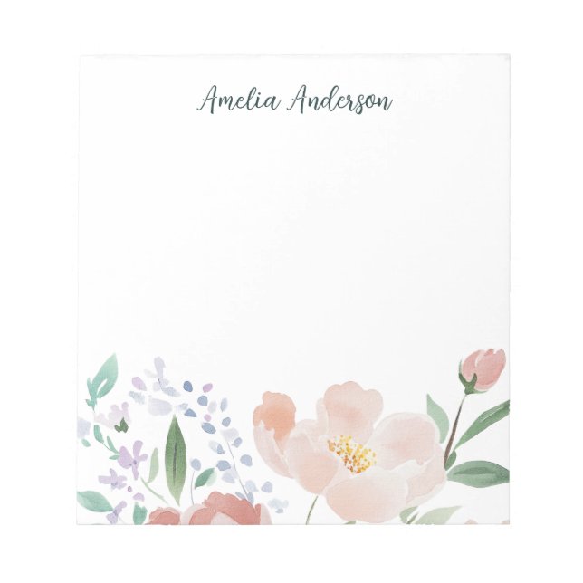 Pretty Teacher Romantic flowers Notepad (Front)