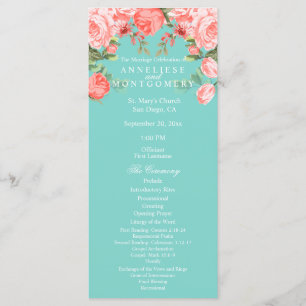 Pretty Teal and Coral Floral Design - Program