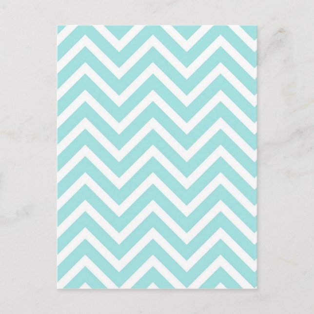 Pretty Teal and White Chevron Pattern Postcard (Front)