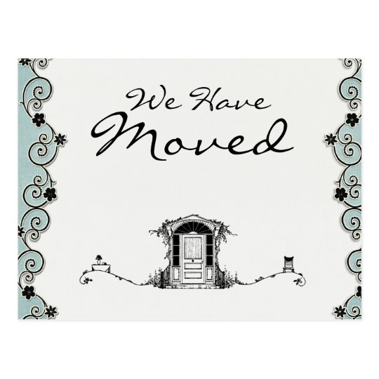 Pretty Teal & Black We have Moved Postcard