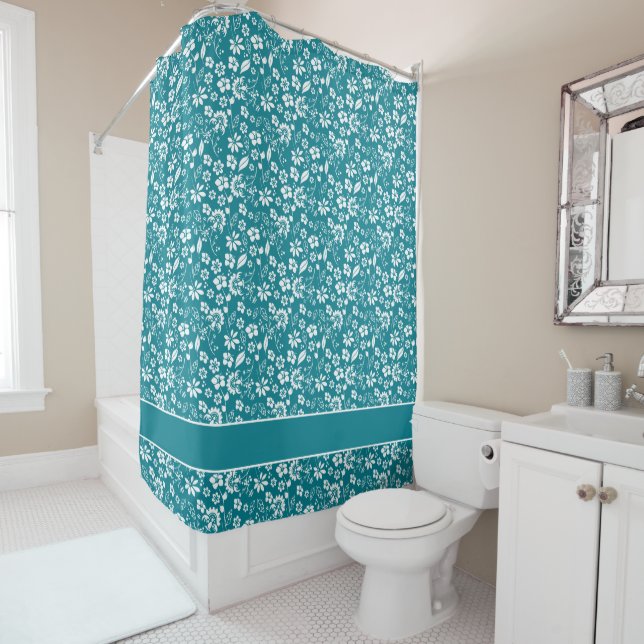 Pretty Teal Blue Floral Pattern (In Situ)