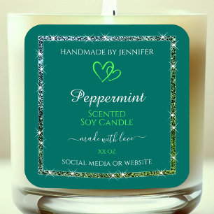 Pretty Teal Green Product Labels Glitter Sparkle