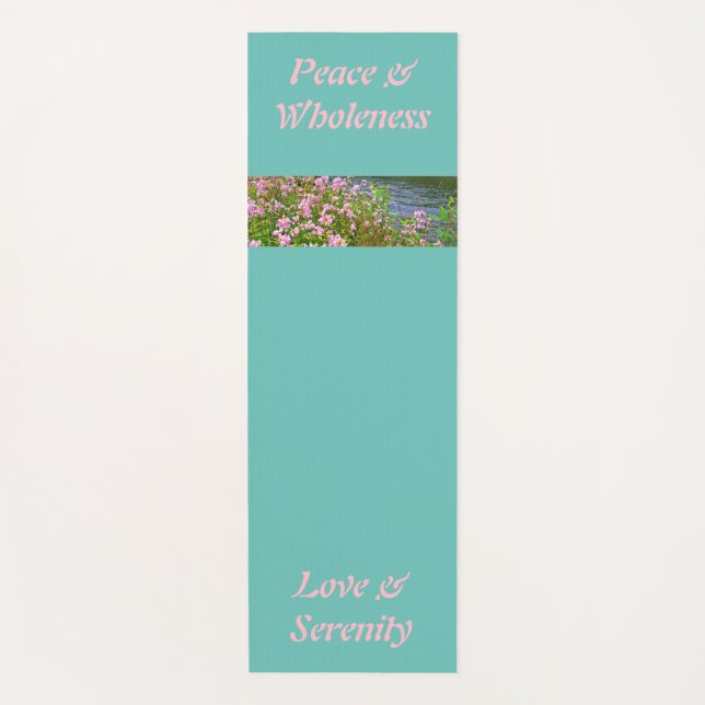 Pretty teal & pink, can add your text & image yoga mat (Front)