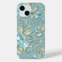 Pretty Teal Turquoise Floral Pattern Watercolor