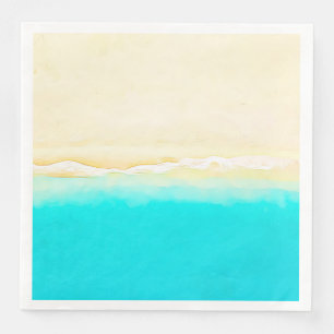 Pretty Teal Water Ocean Shore Beach Themed Napkin