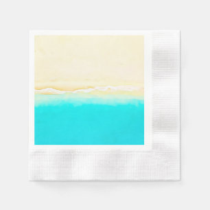 Pretty Teal Water Ocean Shore Beach Themed Napkin