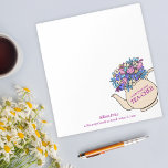 Pretty Teapot and Flowers Teacher Gift Notepad<br><div class="desc">This personalized notepad is the perfect gift for any teacher who loves a bit of humour. Featuring a charming design with a teapot sprouting flowers and the pun "a note from your TEA-CHER, " this notepad offers a playful way for teachers to jot down reminders, notes, or messages. There's also...</div>