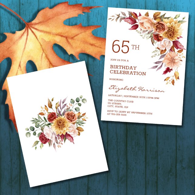 Pretty Terracotta Autumn Floral Botanical Birthday Invitation (Creator Uploaded)
