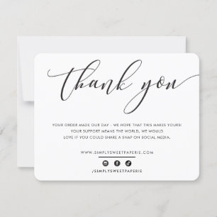 PRETTY THANK YOU elegant business black white Card