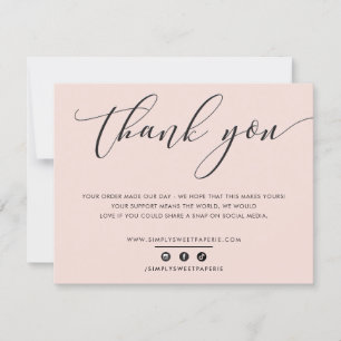 PRETTY THANK YOU elegant business blush pink  Card