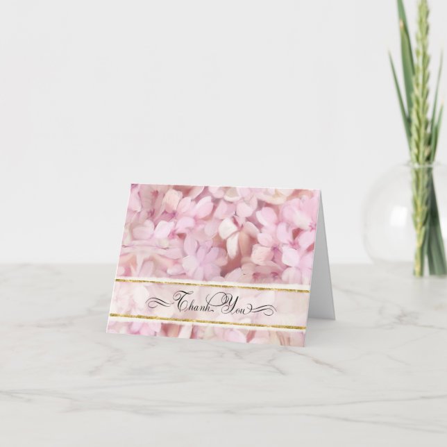 Pretty Thank You Note Blush Pink Hydrangea Art (Front)