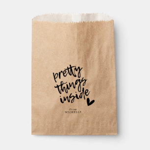 Pretty Things Inside, Modern Script Custom Favour Bag