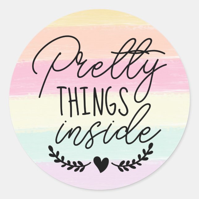 Pretty Things Inside Pastel Rainbow Colours Classic Round Sticker (Front)