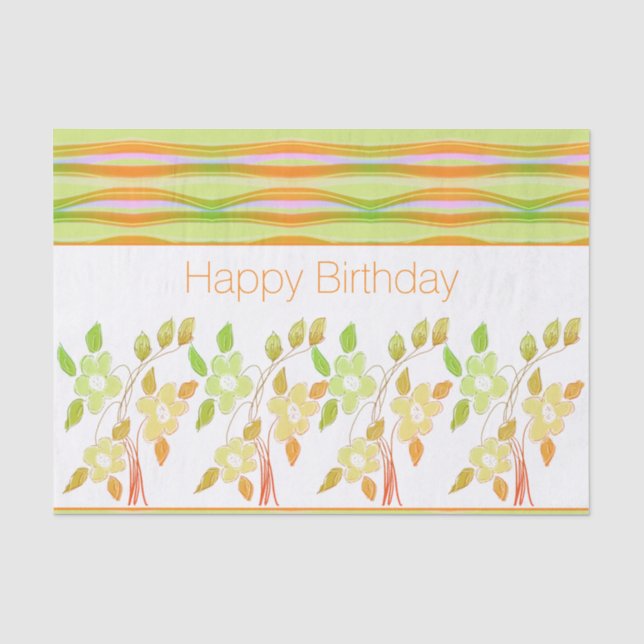 Pretty Tissue Personalize Happy Birthday Paper (Front)