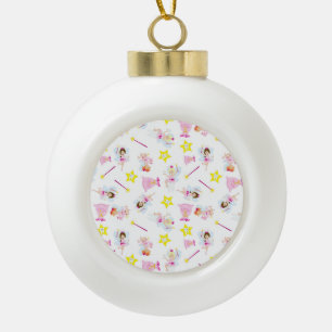 Pretty Tooth Fairy Magic Wand White Teeth Ceramic Ball Christmas Ornament