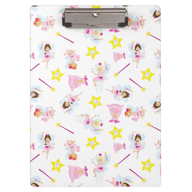 Pretty Tooth Fairy Magic Wand White Teeth Clipboard (Front)