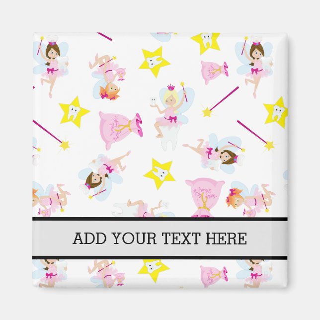 Pretty Tooth Fairy Magic Wand White Teeth Magnet (Front)