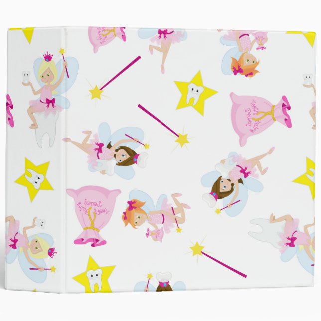 Pretty Tooth Fairy Magic Wand White Teeth Yellow Binder (Front/Spine)