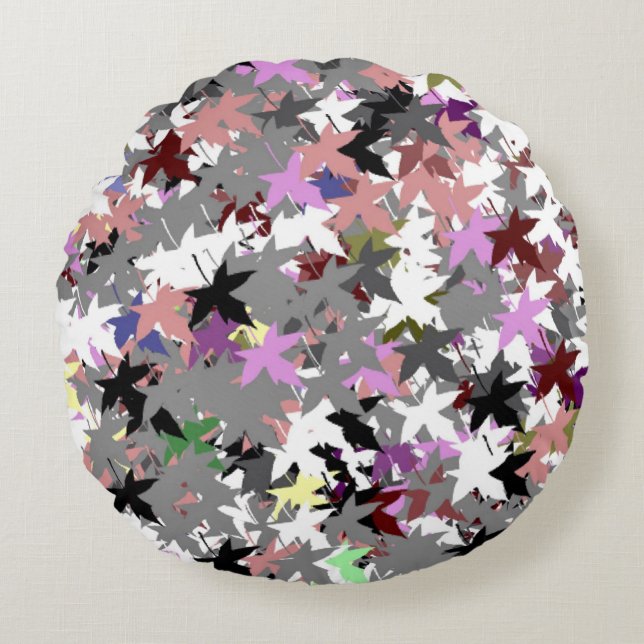 PRETTY TREE LEAVES ROUND PILLOW (Front)