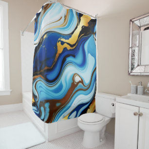 Pretty Trendy Blue yellow Gold faux marble 